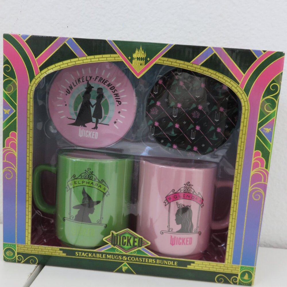 (#124) Wicked Stackable Mugs With Coasters Bundle - Gift Set - Picture 2 of 3